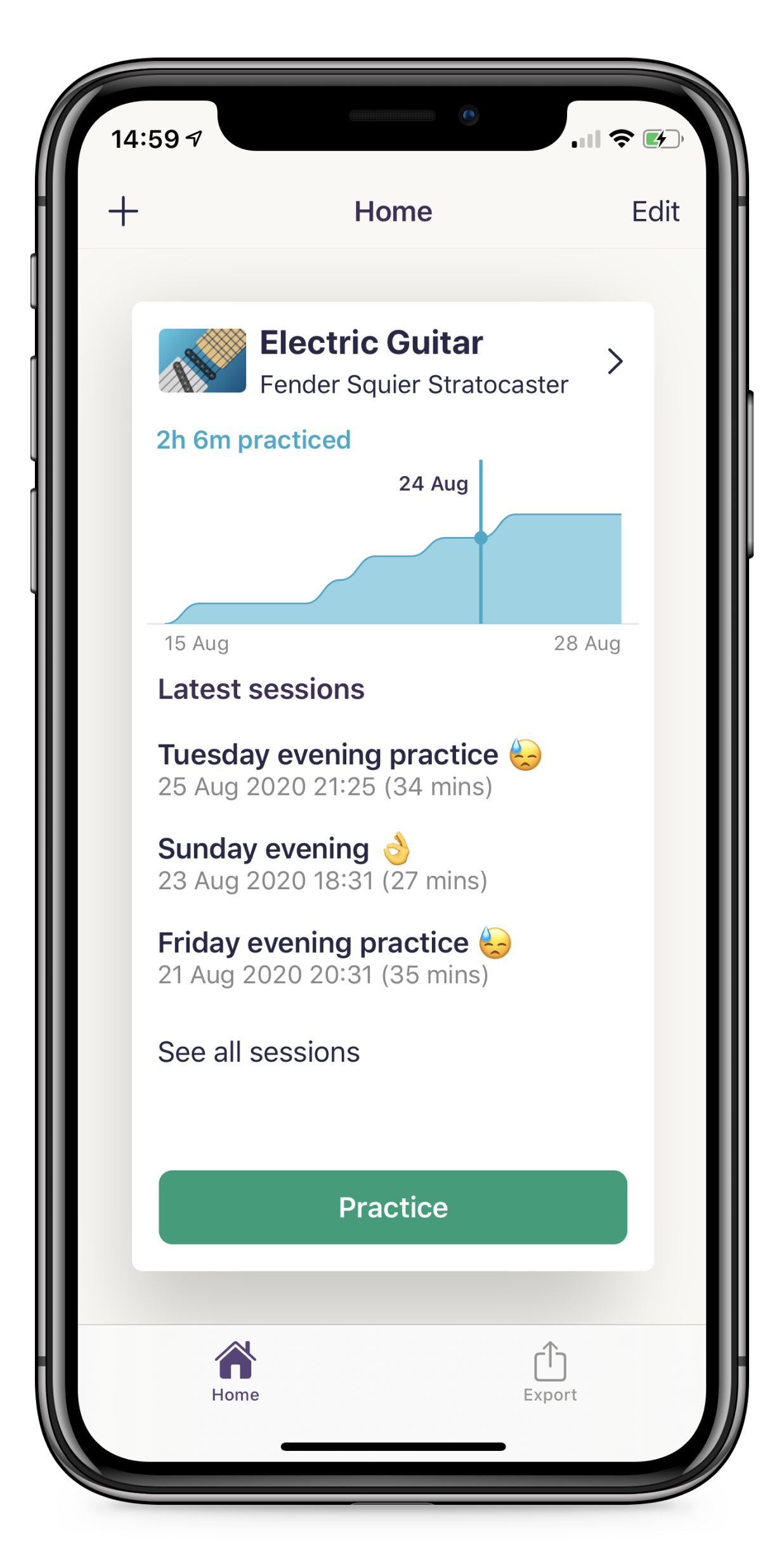 Instrumental app image showing the home page